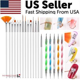 20PCS/Set Nail Art Design Dotting Painting Drawing Polish Brush Pen Tools UV Gel