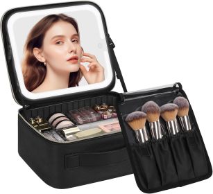 Makeup Bag with LED Mirror, Travel Makeup Case for Women and Makeup Artists Cosmetic Organizer Large Make Up Bags with Light Up Mirror, 3 Color L