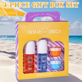 4pc Scented Body & Hair Mist & Cream Travel Set - 4 Long Lasting Fragrances for Men & Women - Perfect for Dating, Daily Use (89514-89515: 4-Piece Set(YELLOW))