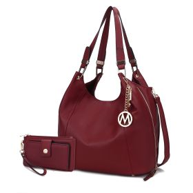 MKF Collection Calina Women's Expandable Shoulder Bag with Matching Wallet (Color: Burgundy)