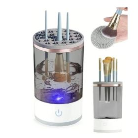 Automatic Brush Cleaner Electric Makeup Brush Cleaning Machine Fast Clean Dryer (Option: White)